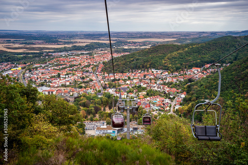 Townscape and chairlift, Thale, Saxony-Anhalt, Germany photo