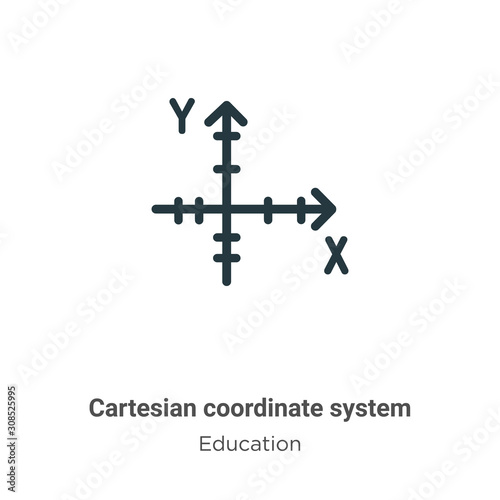 Cartesian coordinate system outline vector icon. Thin line black cartesian coordinate system icon, flat vector simple element illustration from editable education concept isolated on white background