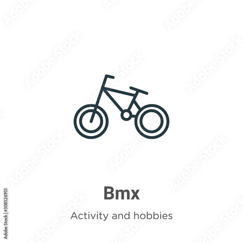 Bmx outline vector icon. Thin line black bmx icon, flat vector simple element illustration from editable activities concept isolated on white background