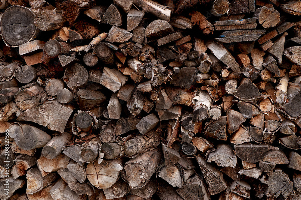 Wood prepared for winter for heating the house Wood prepared for winter for heating the house