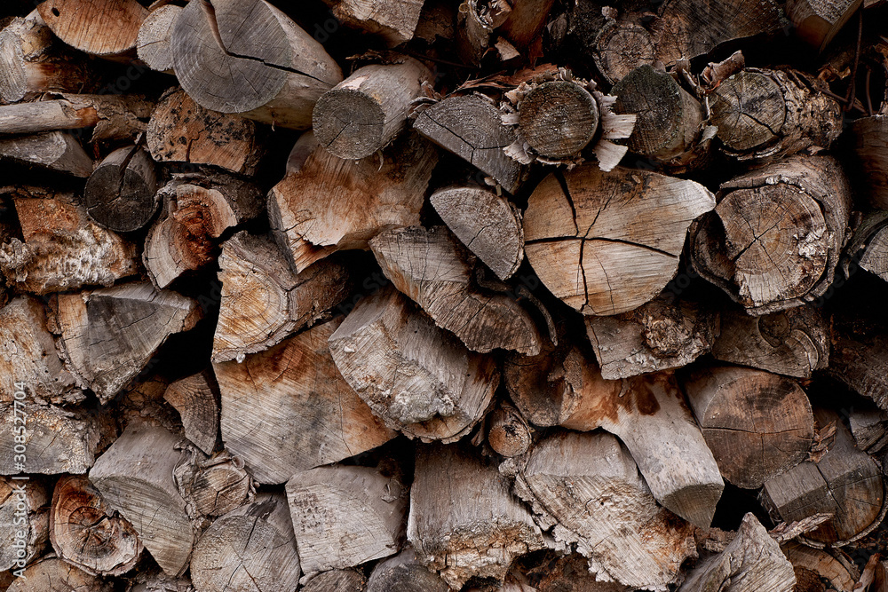 Wood prepared for winter for heating the house Wood prepared for winter for heating the house