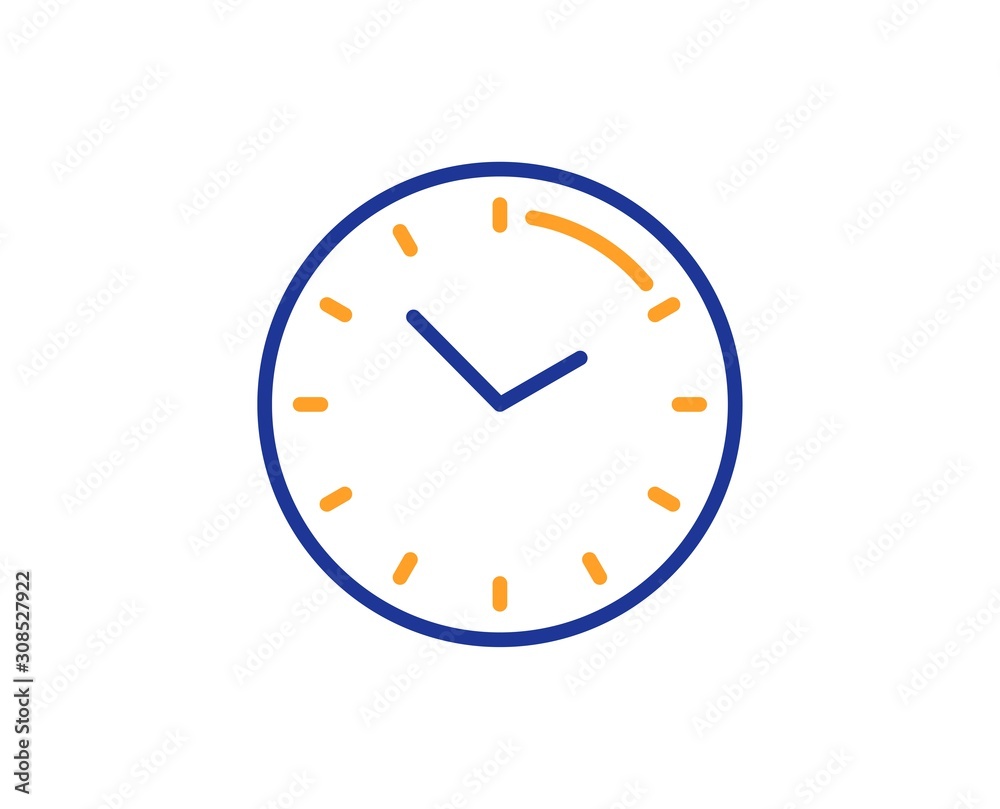 Clock sign. Time management line icon. Watch symbol. Colorful outline concept. Blue and orange thin line time icon. Vector Clock sign. Time management line icon. Watch symbol. Colorful outline concept. Blue and orange thin line time icon. Vector