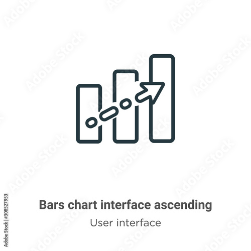 Fotografia Bars chart interface ascending outline vector icon