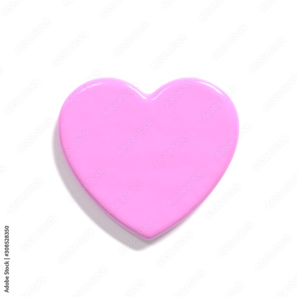 Simple pink heart isolated on white. 3d illustration