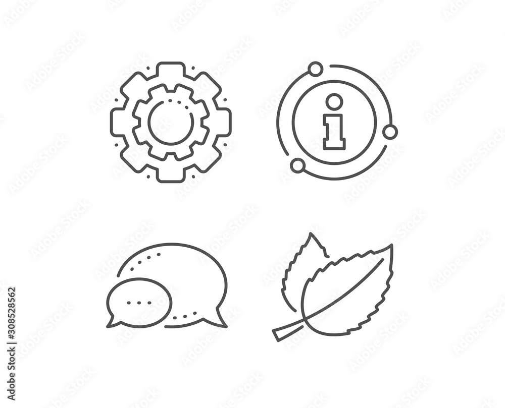 Mint leaves line icon. Chat bubble, info sign elements. Herbal leaf sign. Tea with Mentha symbol. Linear mint leaves outline icon. Information bubble. Vector Mint leaves line icon. Chat bubble, info sign elements. Herbal leaf sign. Tea with Mentha symbol. Linear mint leaves outline icon. Information bubble. Vector