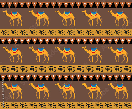 Egyptian seamless pattern. Tribal repeating texture, endless backdrop backdrop. Vector illustration
