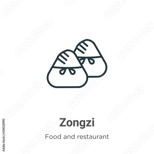 Zongzi outline vector icon. Thin line black zongzi icon, flat vector simple element illustration from editable food and restaurant concept isolated on white background