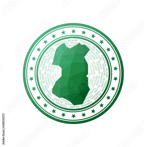 Flat low poly stamp of Tenggol Island. Polygonal Tenggol Island badge. Trendy vector logo of the island. photo