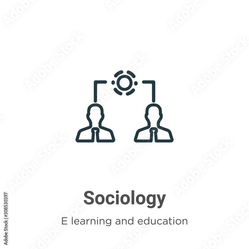 Sociology outline vector icon. Thin line black sociology icon, flat vector simple element illustration from editable e learning and education concept isolated on white background
