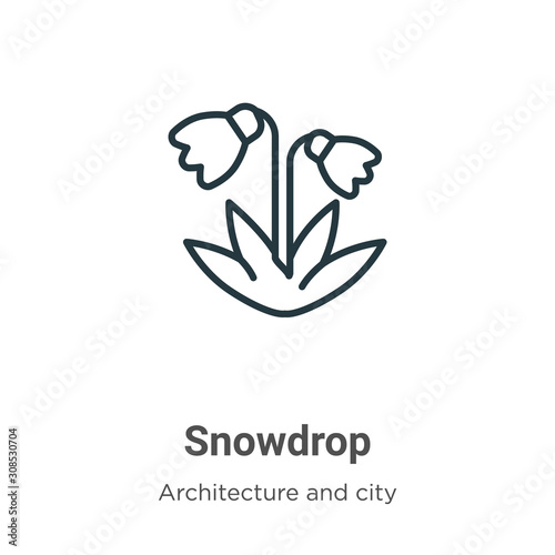 Snowdrop outline vector icon. Thin line black snowdrop icon, flat vector simple element illustration from editable farming and gardening concept isolated on white background