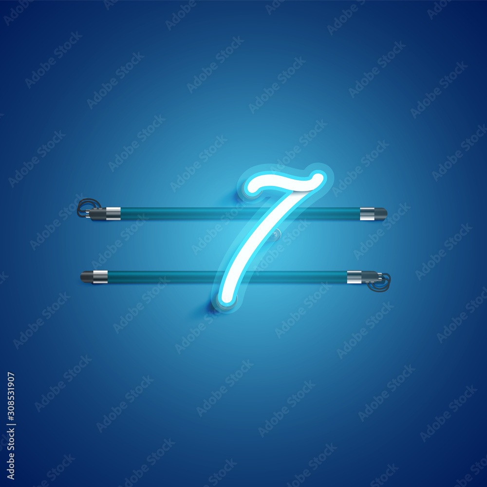 Blue coloured neon character, vector illustration Blue coloured neon character, vector illustration