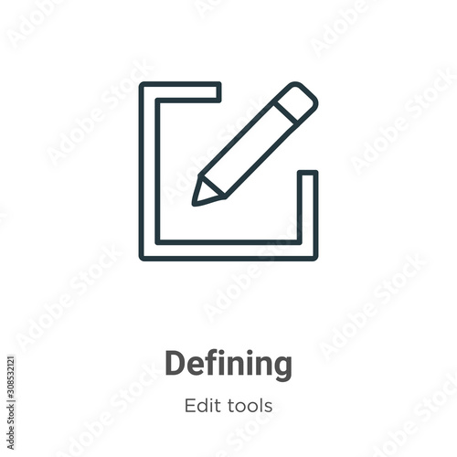 Defining outline vector icon. Thin line black defining icon, flat vector simple element illustration from editable edit tools concept isolated on white background