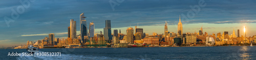 View to Manhattan skyline from Hoboken Jersey city at sunset