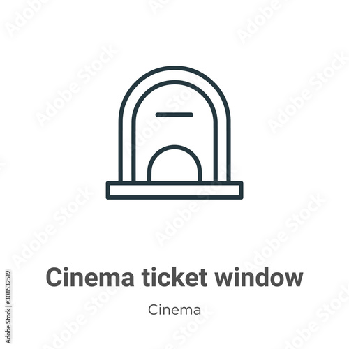 Cinema ticket window outline vector icon. Thin line black cinema ticket window icon, flat vector simple element illustration from editable cinema concept isolated on white background