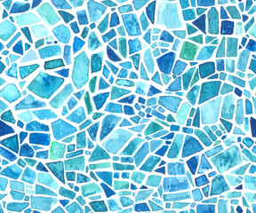 Keuken achterwand Mozaïek Blauw caleidoscoop mozaïek met aquarel  © Anna Kutukova
