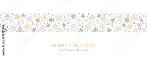 christmas card with seamless pattern snowflake border vector illustration EPS10