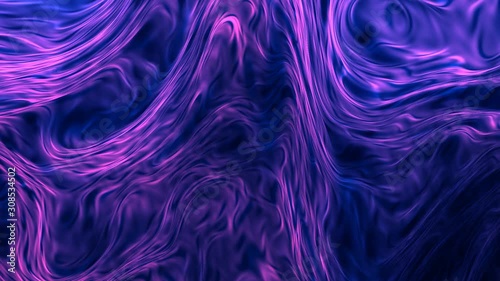 Neon fluid moving surface. Water flowing and stream. Purple liquid mercurial background. photo