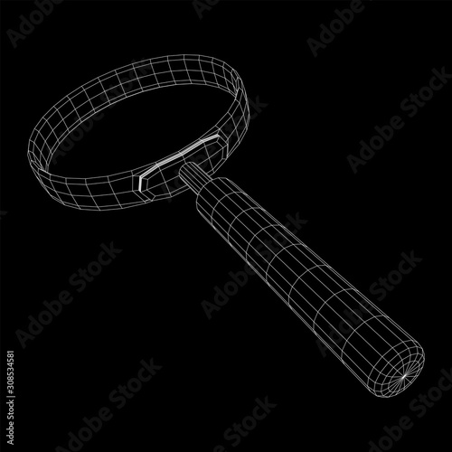 Magnifying glass. Business search concept. Wireframe low poly mesh vector illustration