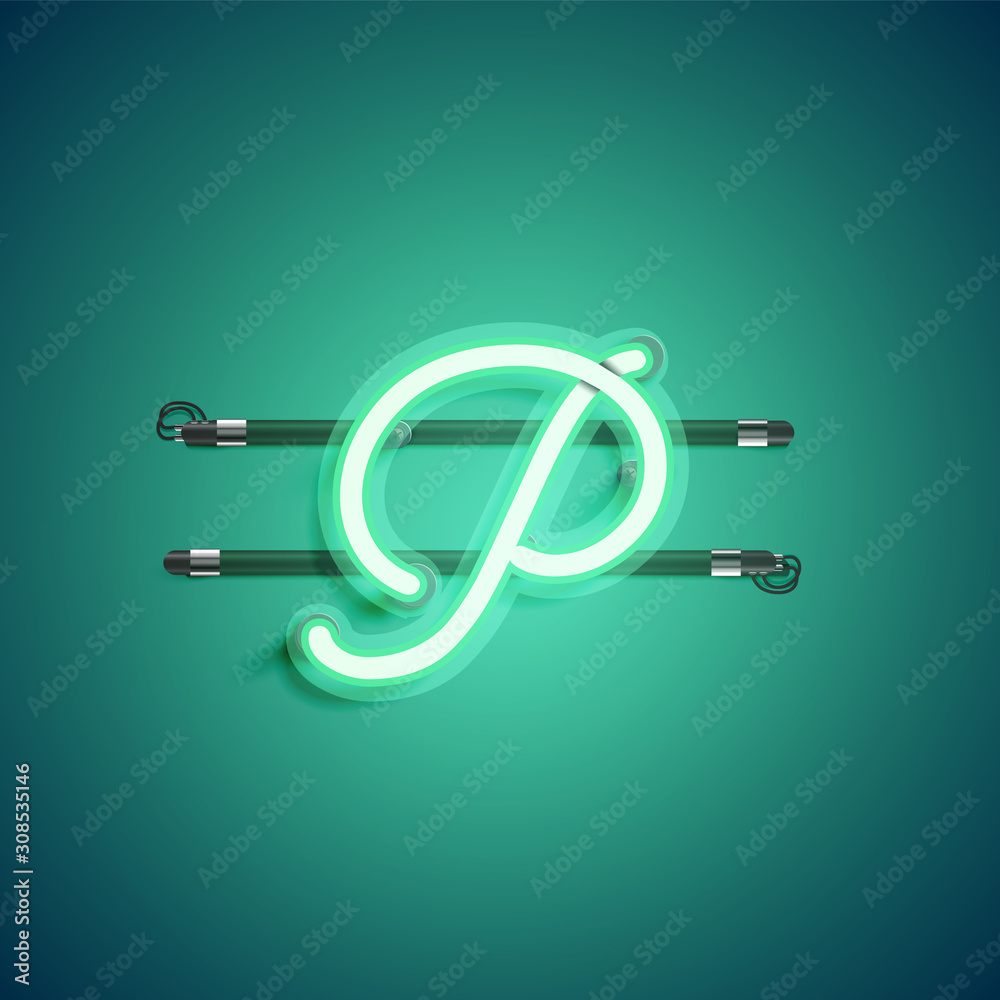 Green neon character, vector illustartion Green neon character, vector illustartion