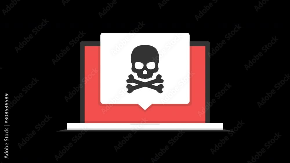 Laptop with virus on the screen. Loop animation in alpha channel. 4K resolution. Laptop with virus on the screen. Loop animation in alpha channel. 4K resolution.