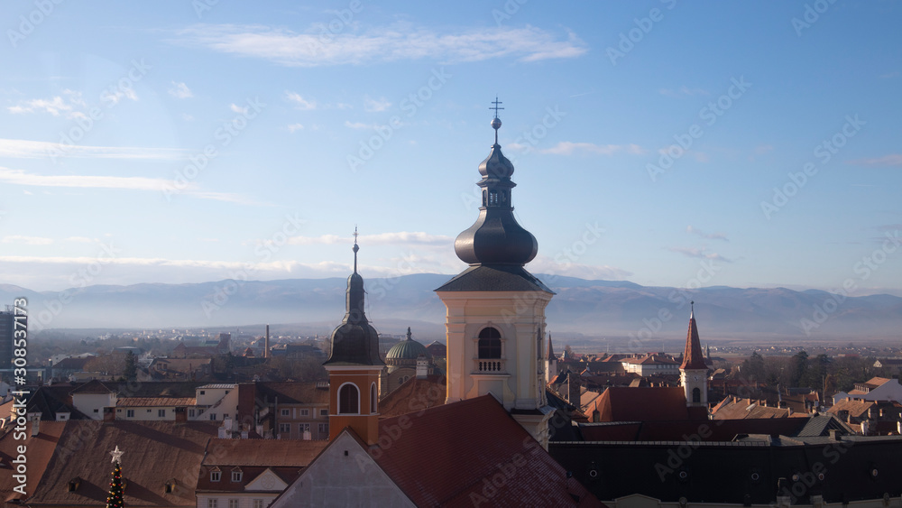 View of Sibiu in Romania from The Council Tower