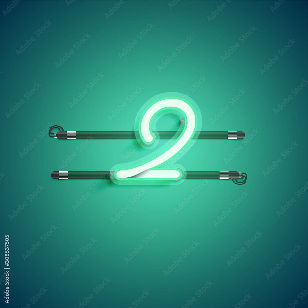 Green neon character, vector illustartion Green neon character, vector illustartion