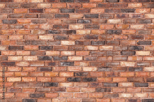 Grungy old red brick wall  background texture