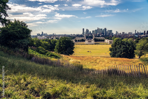 London panorama seen from Greenwich park viewpoint. photo