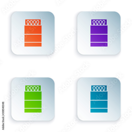 Color Open matchbox and matches icon isolated on white background. Set icons in square buttons. Vector Illustration