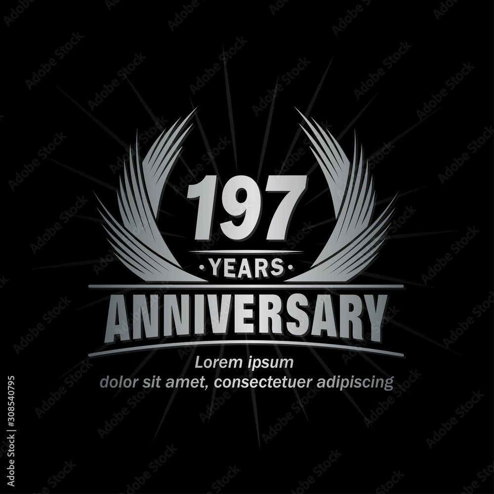 197 years logo design template. Anniversary vector and illustration template. 197 years logo design template. Anniversary vector and illustration template.