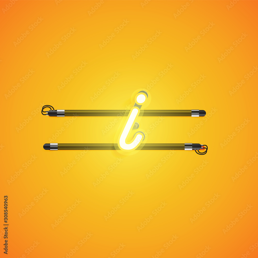 Yellow neon character, vector illustartion Yellow neon character, vector illustartion