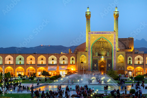 Masjed-e Imam Mosque at sunset, Maydam-e Iman square, Esfahan, Iran photo