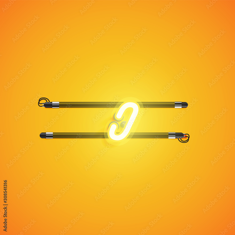 Yellow neon character, vector illustartion Yellow neon character, vector illustartion