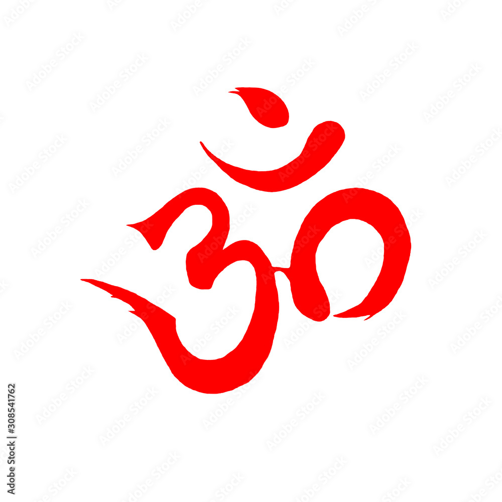 Indian symbol AUM-means universe and ultimate reality drawn in gouache; represents past, present and future