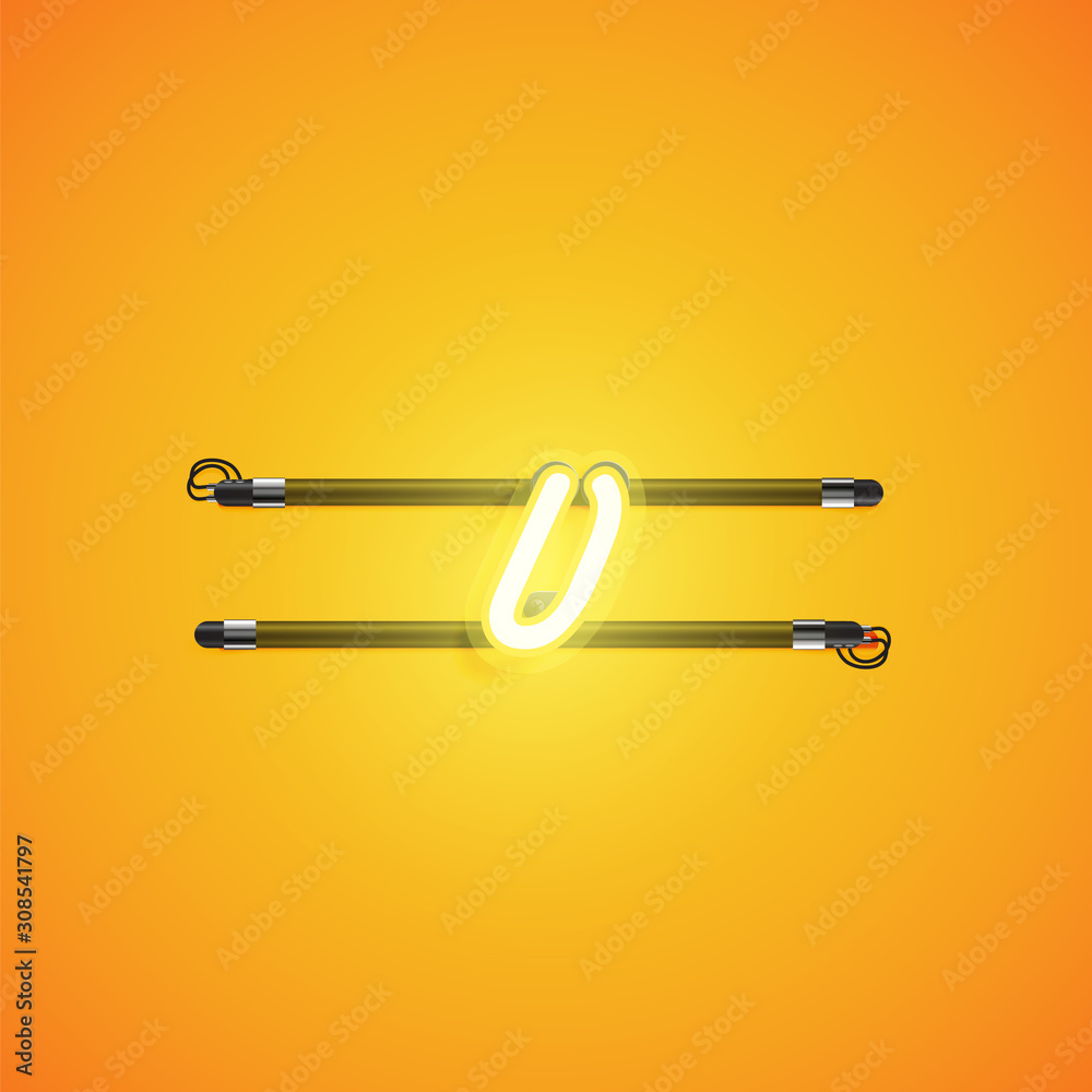 Yellow neon character, vector illustartion Yellow neon character, vector illustartion