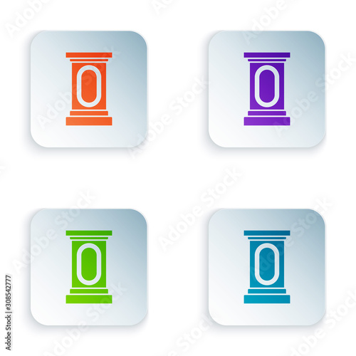 Color Stage stand or debate podium rostrum icon isolated on white background. Conference speech tribune. Set icons in square buttons. Vector Illustration