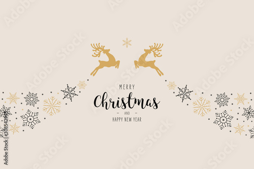 Christmas reindeer snowflake swirl elements ornaments greeting card background