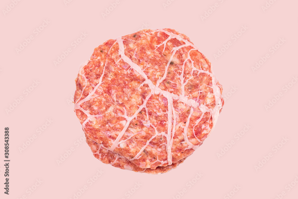 Burger cutlet isolated on white.