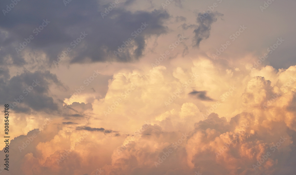 Orange clouds on evening sky during sunset Orange clouds on evening sky during sunset