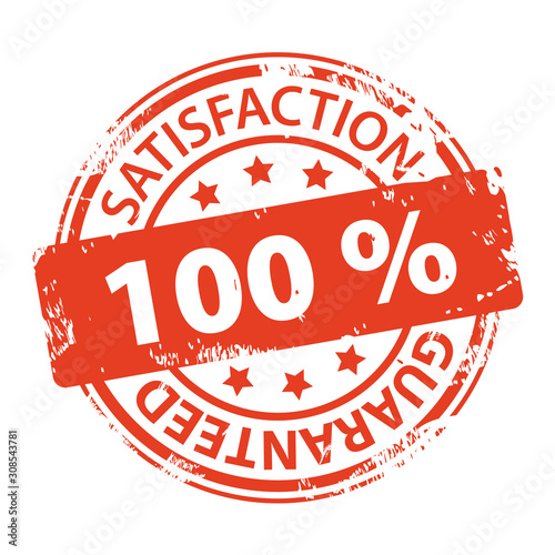 Customer satisfaction guaranteed 100 percent rubber stamp icon isolated on white background. Vector illustration