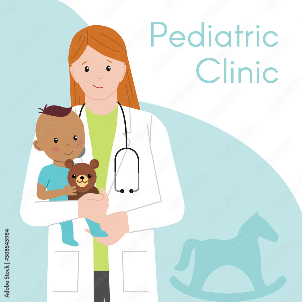 Pediatric Checkup. The Doctor holds the Baby in his arms. Pediatric Checkup. The Doctor holds the Baby in his arms.