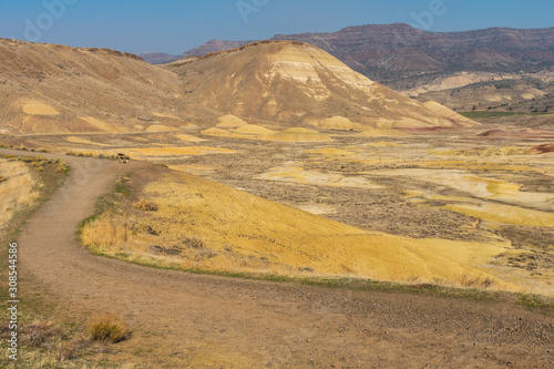 Views of the arid and colorful landscape of Painted Hills