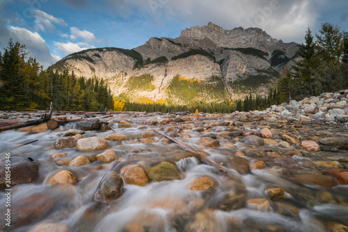 Cascade Mountain in autumn with stoney creek, Banff National Park, Alberta, Rocky Mountains, Canada photo