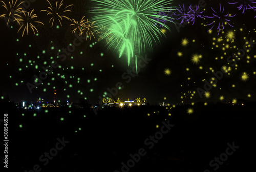 Canvas Print Fireworks on New Year's Eve over the Signal Iduna Park in Dortmund / Germany