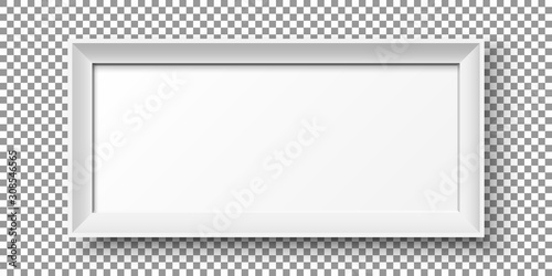 Realistic horizontal picture frame isolated on transparent background.