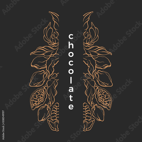 Chocolate pattern. Vector graphic nature frame