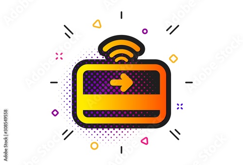 Credit card sign. Halftone circles pattern. Contactless payment icon. Finance symbol. Classic flat contactless payment icon. Vector