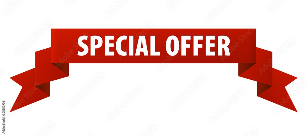Special offer red ribbon banner icon isolated on white background. Vector illustration Special offer red ribbon banner icon isolated on white background. Vector illustration