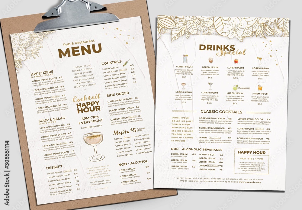 Cocktail Bar Menu Layout Stock Template | Adobe Stock