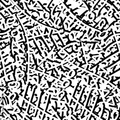 Black and white grunge background seamless. Abstract repeating monochrome texture. Vector chaotic pattern